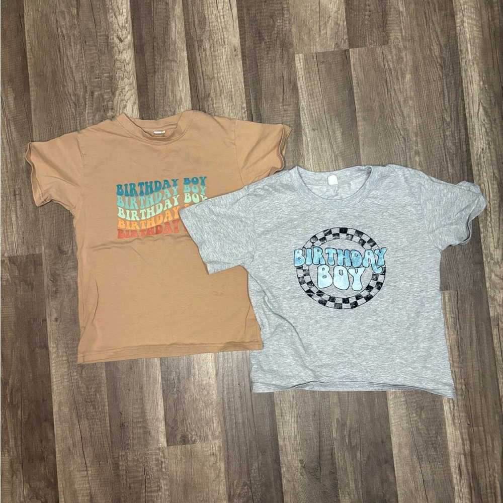 Birthday Boy Kids T-Shirts - Tan and Gray